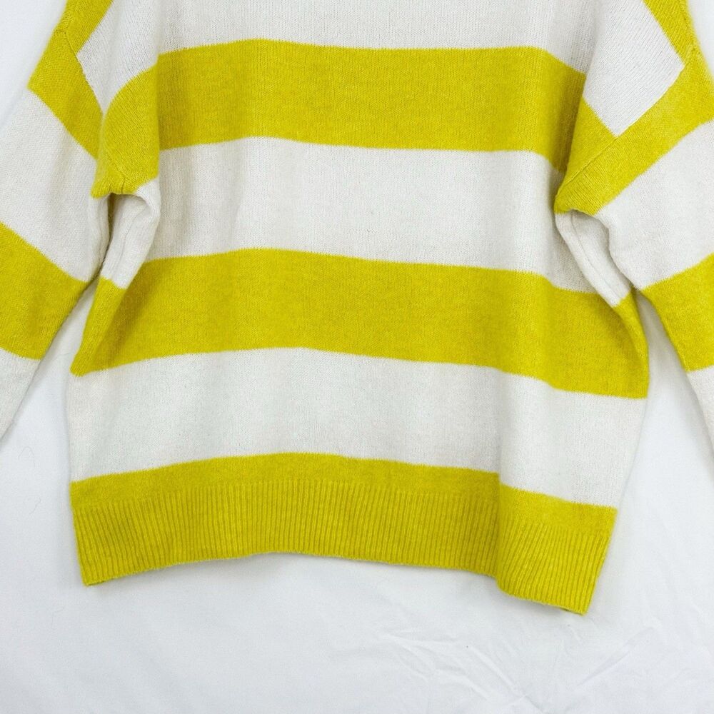 Vince Camuto Yellow White Stripe Knit Sweater Long Sleeve Womens XS - Picture 2 of 10